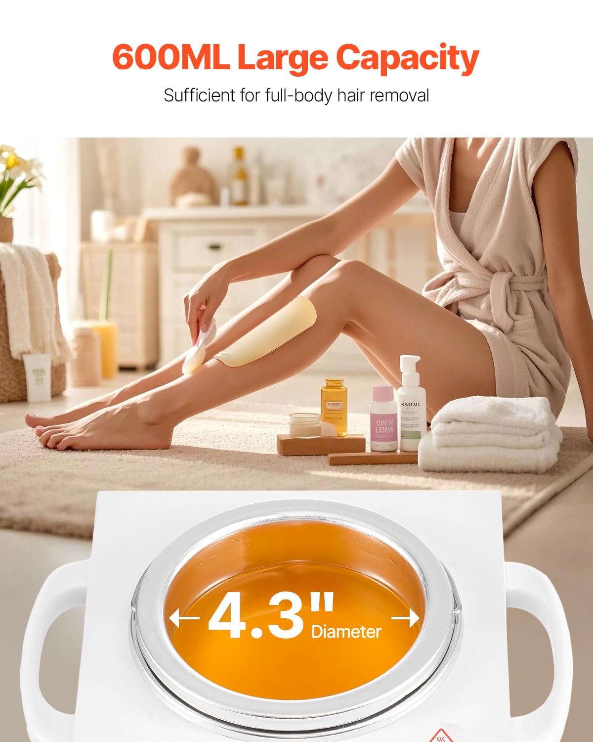 VEVOR Single Wax Warmer, 600ML Professional Wax Warmer for Hair Removal, 32 ? to 176? Adjustable Electric Waxing Heater Pot with 100PCS Waxing Sticks Beauty and Personal Care VEVOR