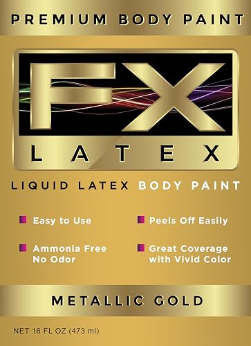 Liquid Latex - Face and Body Paint, Ammonia Free, Easy On and Off, Cosplay Makeup, Create Professional Monster, Zombie Arts 16 Oz (Metallic Gold) Beauty & Personal Care Liquid Latex Fashions