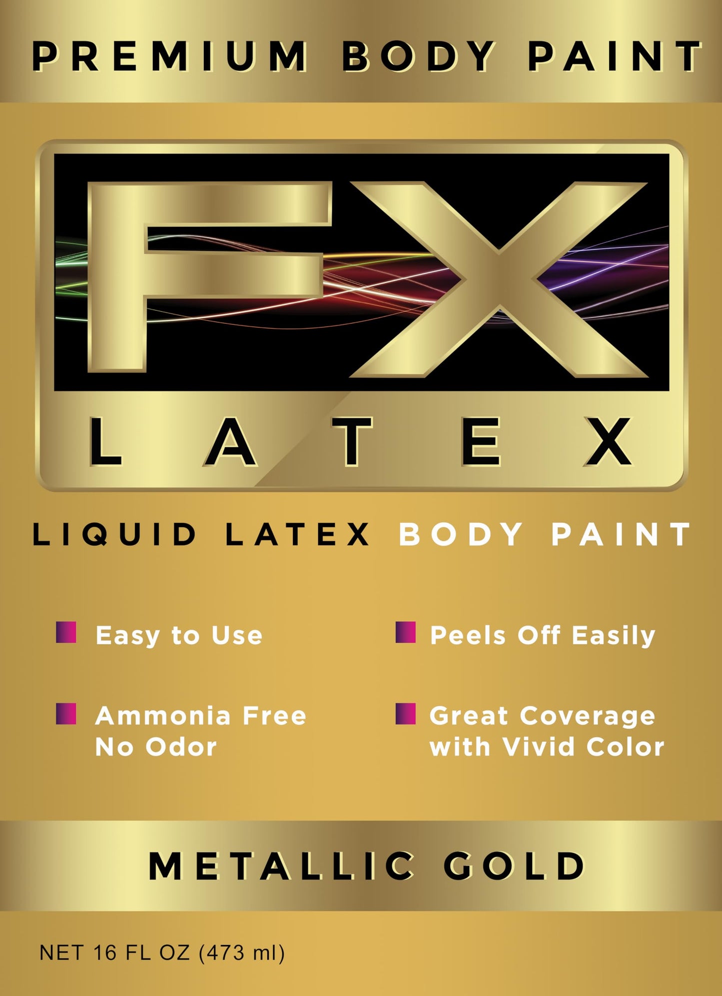 Liquid Latex - Face and Body Paint, Ammonia Free, Easy On and Off, Cosplay Makeup, Create Professional Monster, Zombie Arts 16 Oz (Metallic Gold) Beauty & Personal Care Liquid Latex Fashions