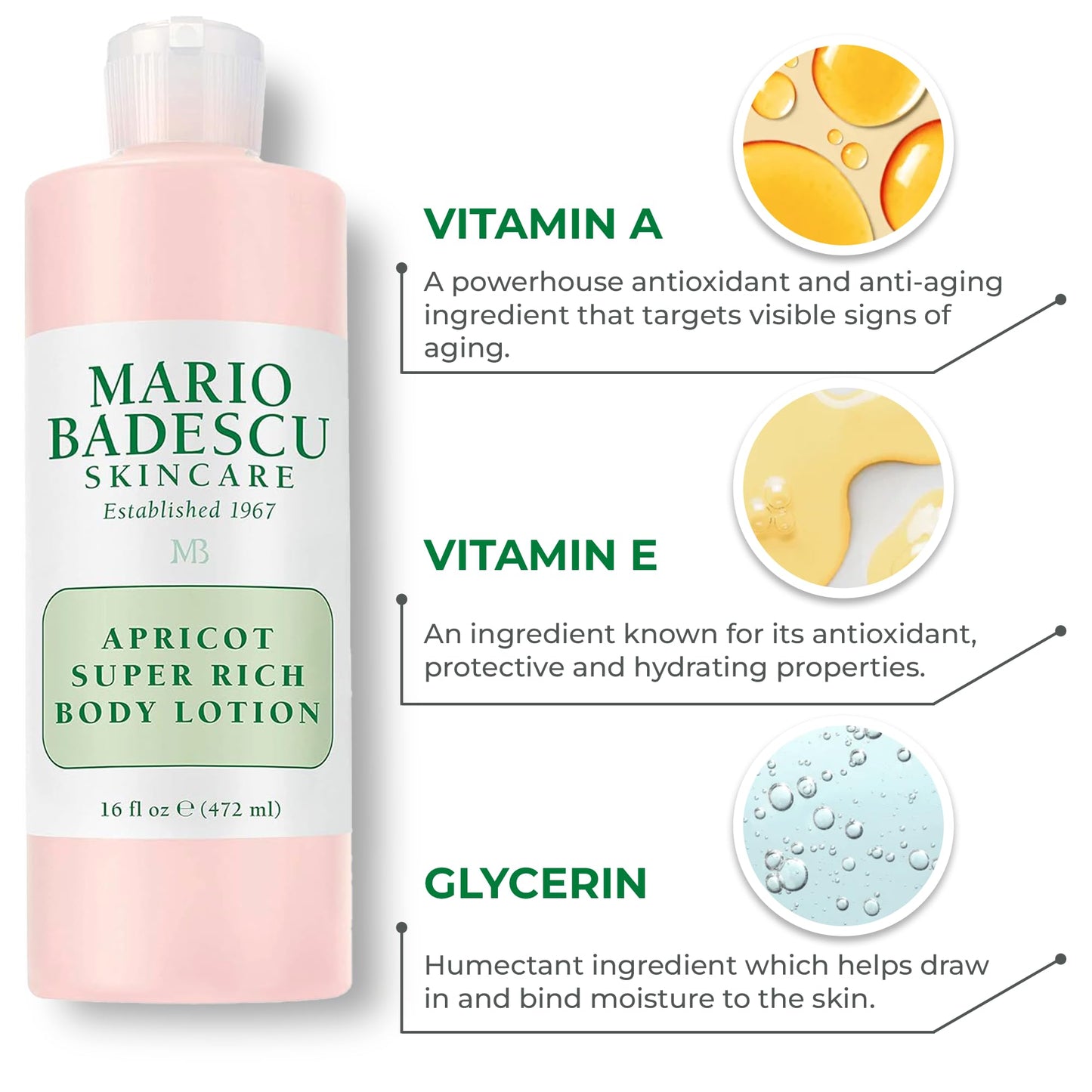 Mario Badescu Apricot Super Rich Body Lotion Enriched with Vitamins A and E - Delicately Scented Lotion with Nourishing, Skin-Softening Formula Beauty & Personal Care Mario Badescu