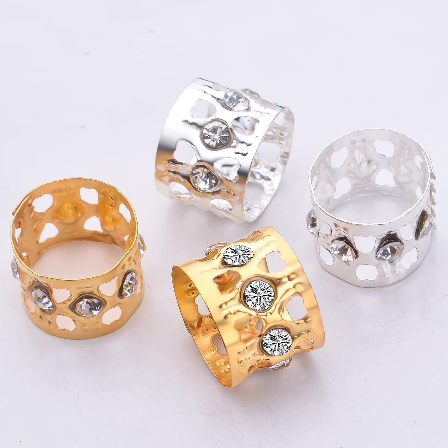 50pcs Rhinestone Dreadlocks Beads Alloy Hair Ring Decoration Braiding Hair Braid Cuff Clip Beard Hollow Heart Tube Beads Accessories for Women Men Beauty & Personal Care Hmjpng