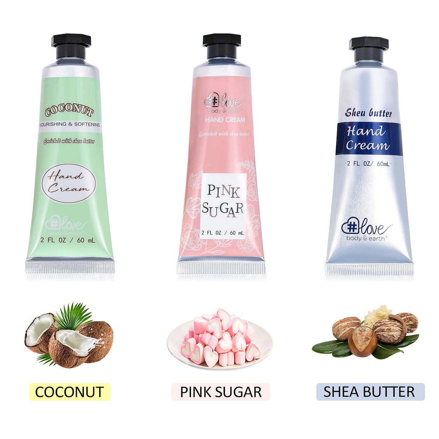 Body & Earth # Love Hand Cream Gift Set, Hand Lotion for Women, Christmas Gifts for Women, Travel Size Hand Lotion Set 3x2.0 oz, Shea Butter Argan Oil Beauty & Personal Care BODY & EARTH # LOVE