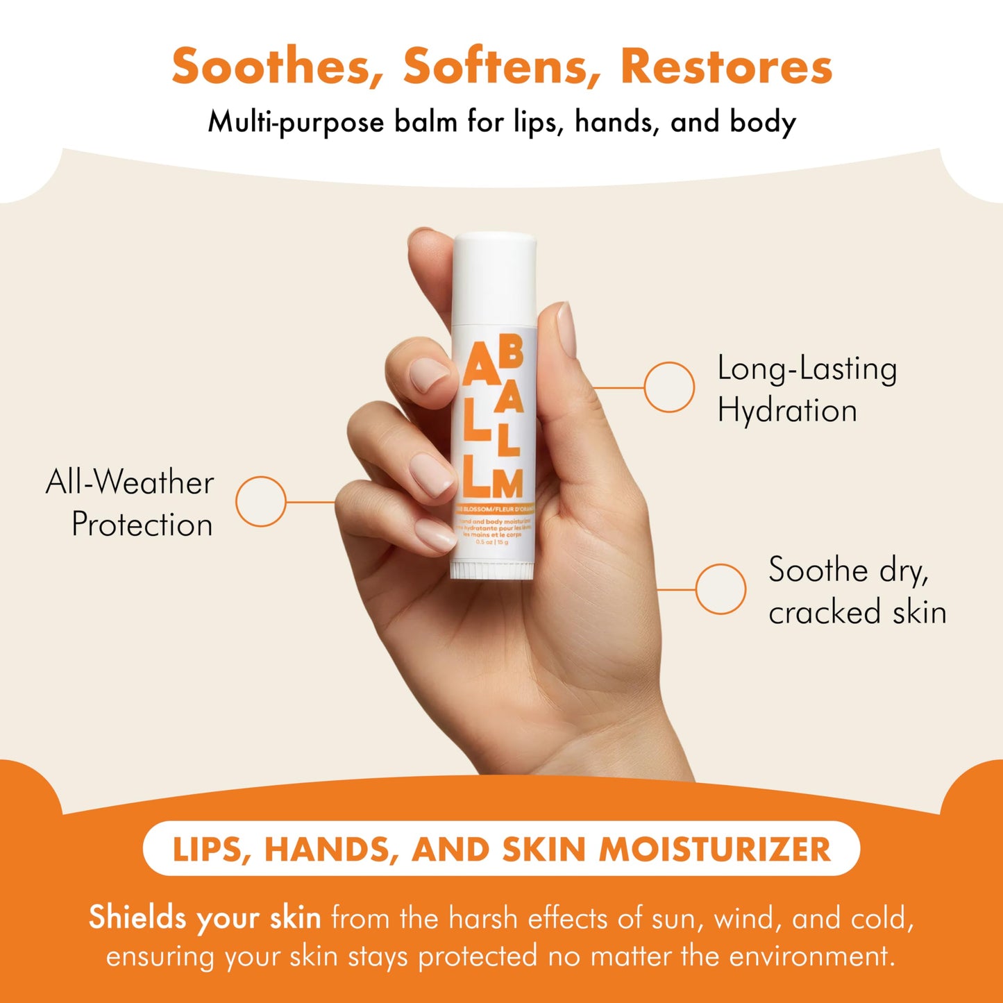 Zizia Orange Blossom Neroli Giant Multi All Balm Stick - Moisturizing, Hydrating Stick for Lips, Hands & Body with Shea Butter, Jojoba Oil, Aloe Vera Beauty and Personal Care Zizia Botanicals