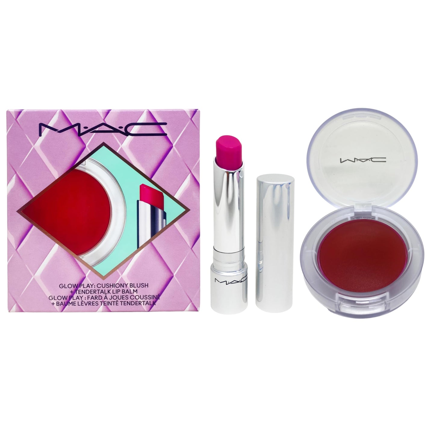 MAC M·A·C Cosmetics No Work All Glow Play Kit: Purple - Cushiony Blush + Tendertalk Lip Balm Beauty & Personal Care MAC