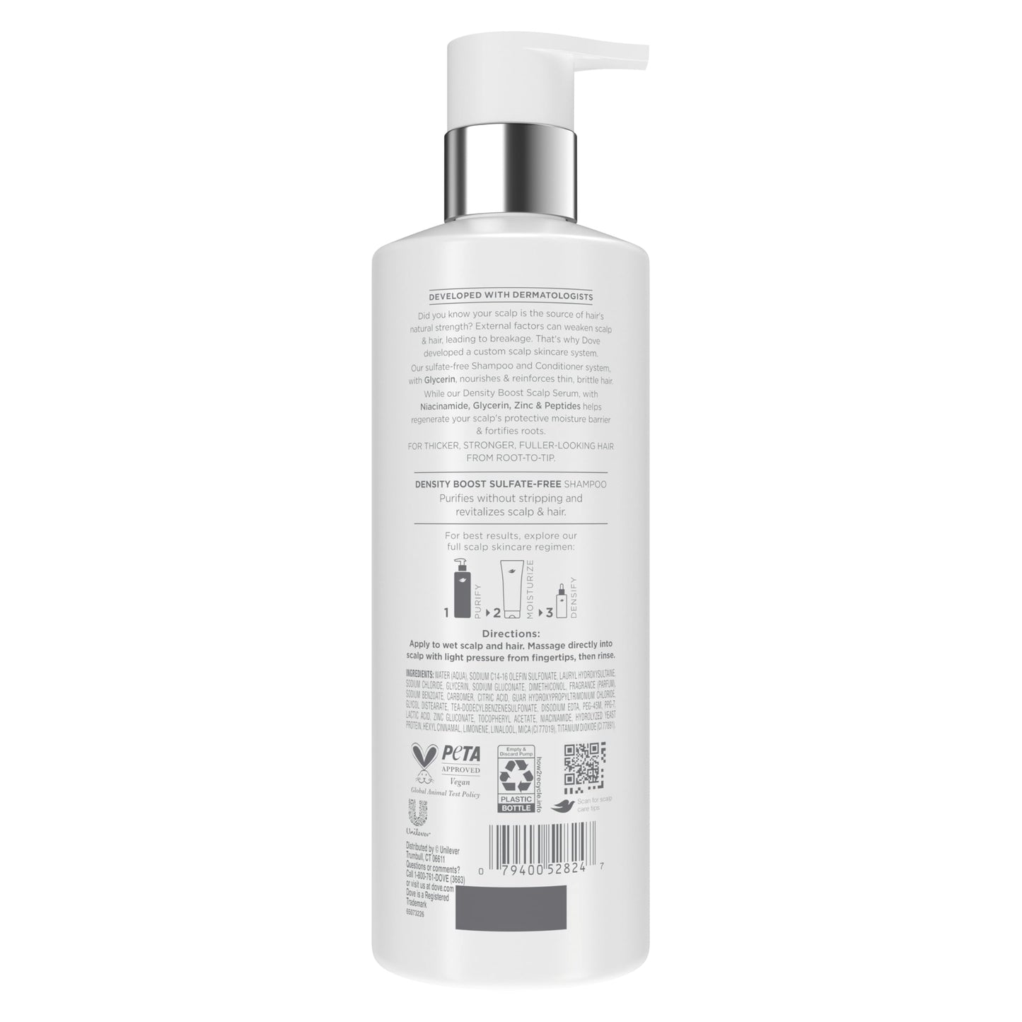 Dove Derma Scalp Density Boost Shampoo 1 ct With Glycerin, Sulfates And Zinc + Peptides For Hair Loss And Breakage 16 oz Beauty & Personal Care Dove