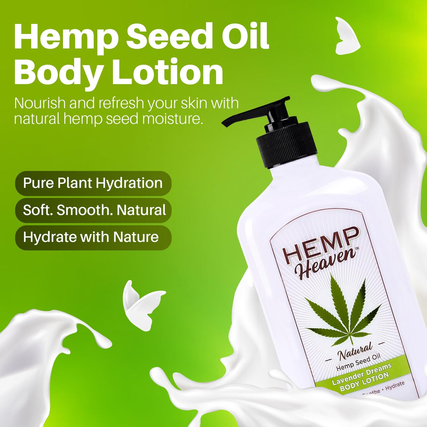 Hemp Heaven Hemp Lotion - Natural Hemp Seed Oil, Paraben-Free, 18 oz, Made in USA, Nourishing for Men & Women, EWG Verified, Anti-Aging (Lavender) Beauty & Personal Care Hemp Heaven