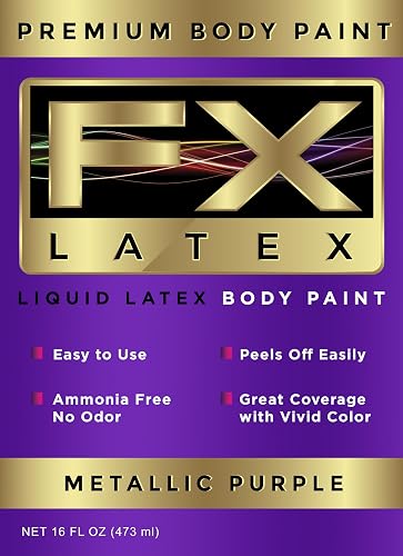 Liquid Latex - Face and Body Paint, Ammonia Free, Easy On and Off, Cosplay Makeup, Create Professional Monster, Zombie Arts 16 Oz (Metallic Purple) Beauty & Personal Care Liquid Latex Fashions