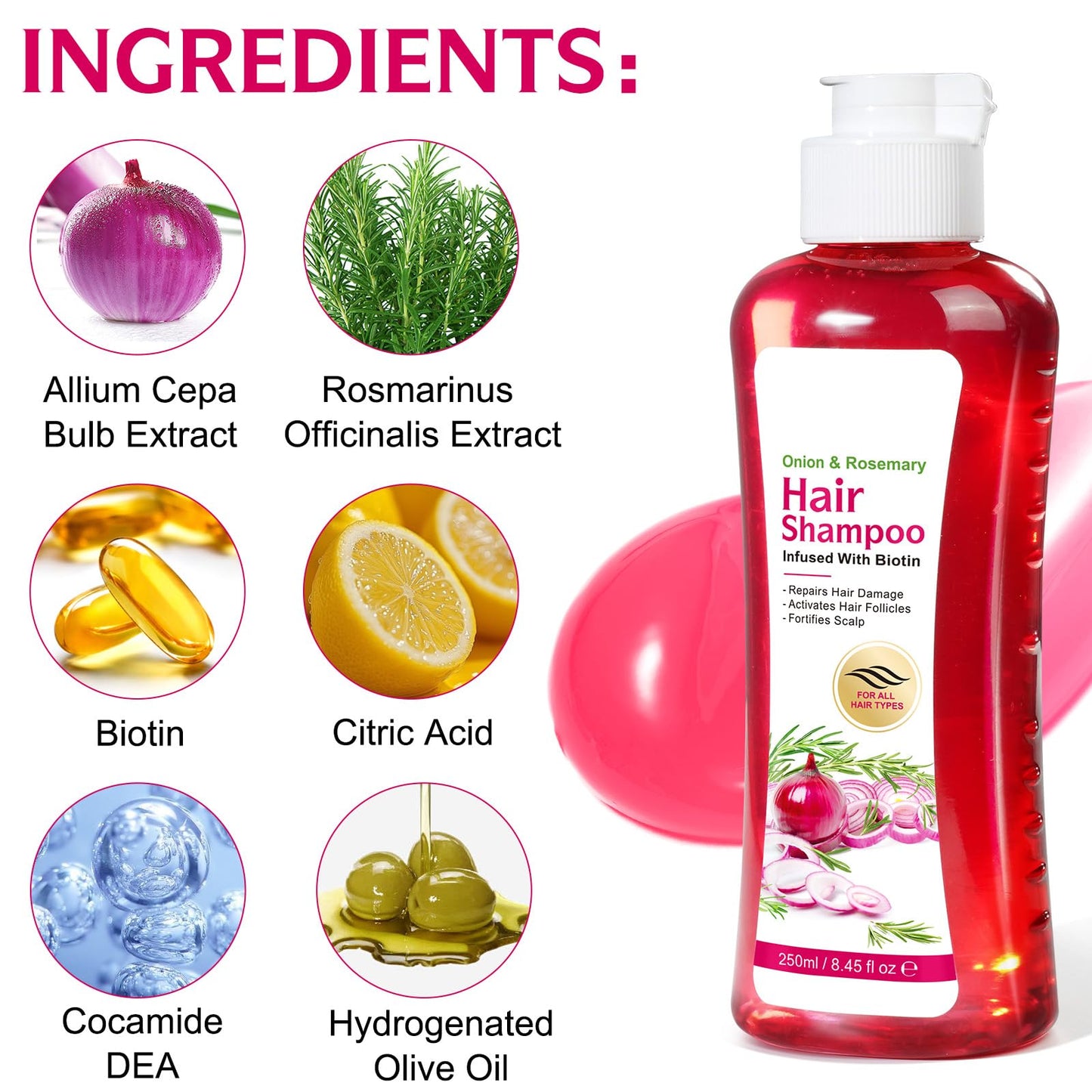 FSLHCY Onion Biotin and Rosemary Shampoo and Treatment Set, All Hair Types Conditioner Hair Care, Thinning Hair, Reduce Hair Loss -Soft and Shine Beauty & Personal Care FSLHCY