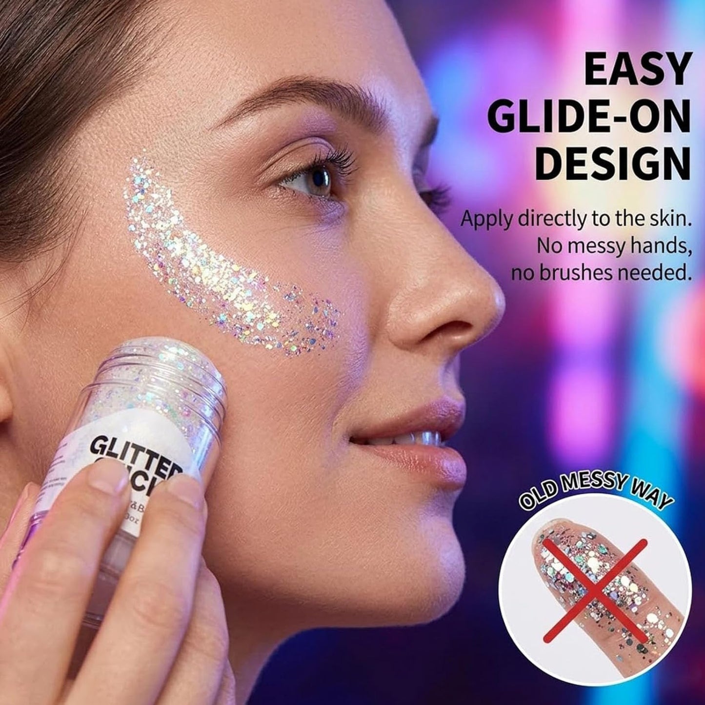 4th of July Patriotic Body Glitter Stick, Waterproof Long Lasting Colorful Sparkle Gel for Face & Body, No Glue Needed Makeup for Independence Day Beauty & Personal Care azpv