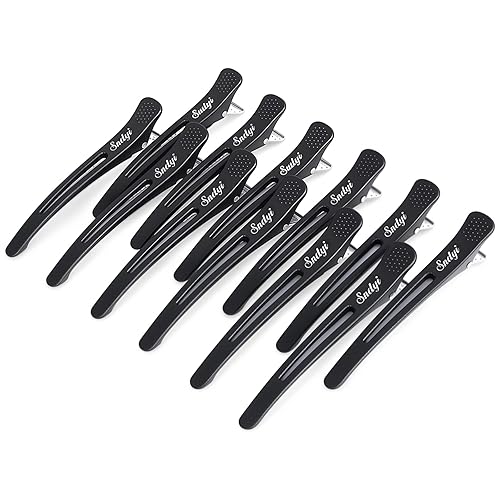 Sndyi Hair Sectioning Clips - Professional Non-Slip Duckbill and Roller Clips for Styling Sectioning, No Crease, 4.3", Black (12 Packs) Beauty & Personal Care Sndyi