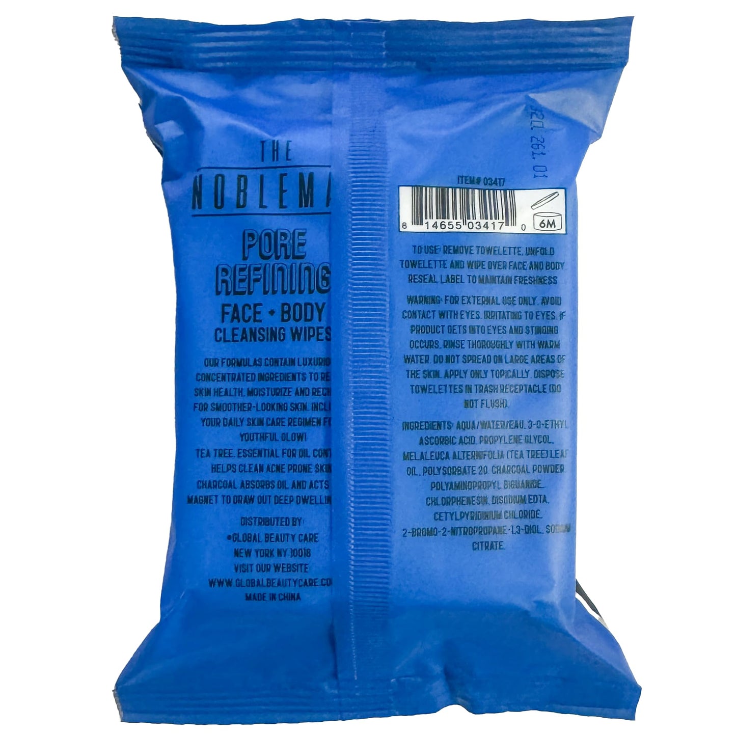 The Nobleman Pore Refining Face + Body Cleansing Wipes, 120 Count, Tea Tree & Charcoal Beauty & Personal Care Global Beauty Care