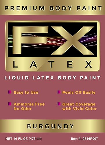 Liquid Latex - Face and Body Paint, Ammonia Free, Easy On and Off, Cosplay Makeup, Create Professional Monster, Zombie Arts 16 Oz (Burgundy) Beauty & Personal Care Liquid Latex Fashions