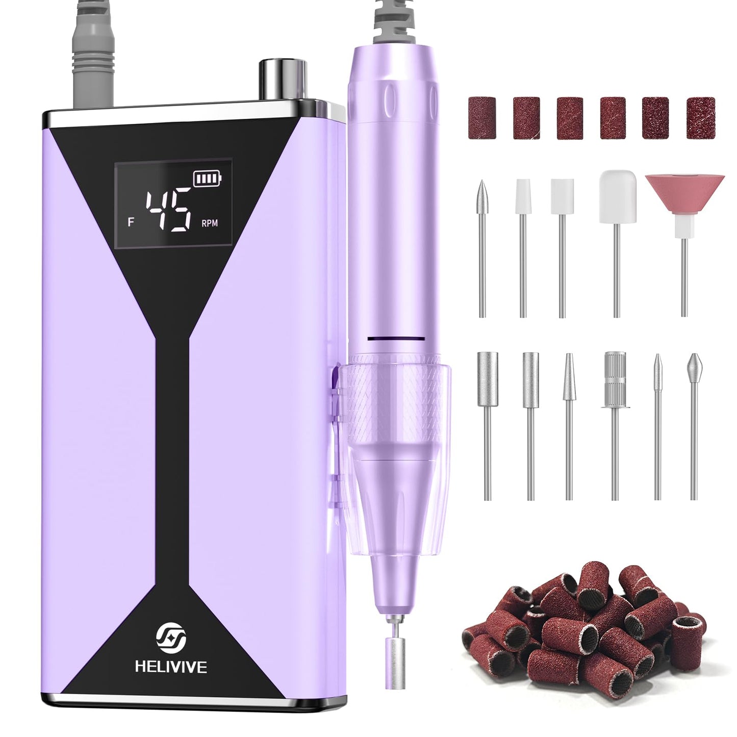 HELIVIVE Professional Electric Nail Drill 45000RPM Cordless Nail File Beauty and Personal Care HELIVIVE Default Title
