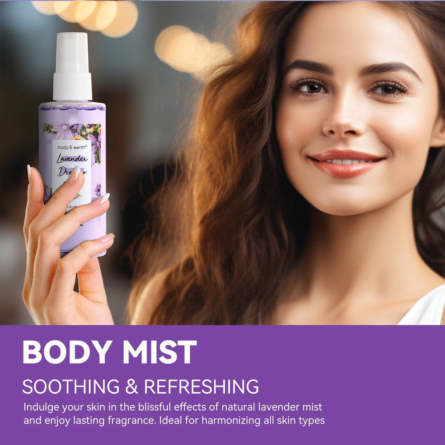 BODY & EARTH Body Mist Gift Set - Spa Gifts for Women, Perfume, Body Lotion, and Body Scrub in a Lavender Dreams Box- Perfect Birthday Gifts for Moms Beauty & Personal Care BODY & EARTH