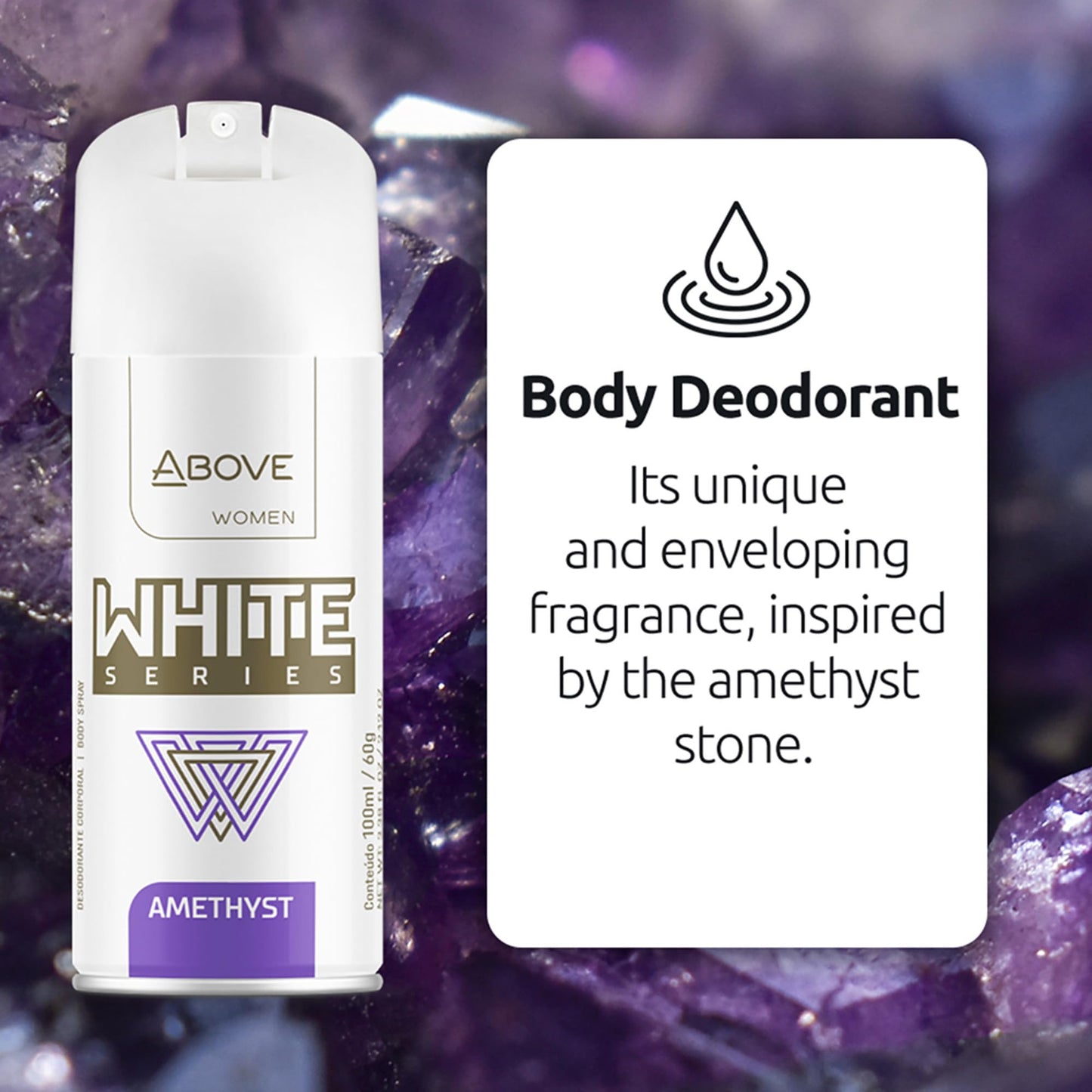 ABOVE White Series Body Spray, Amethyst, 4 pcs - Deodorant Spray - Masks Perspiration Odors - Long-Lasting Dry Spray - Paraben-Free - Cruelty-Free Beauty and Personal Care ABOVE