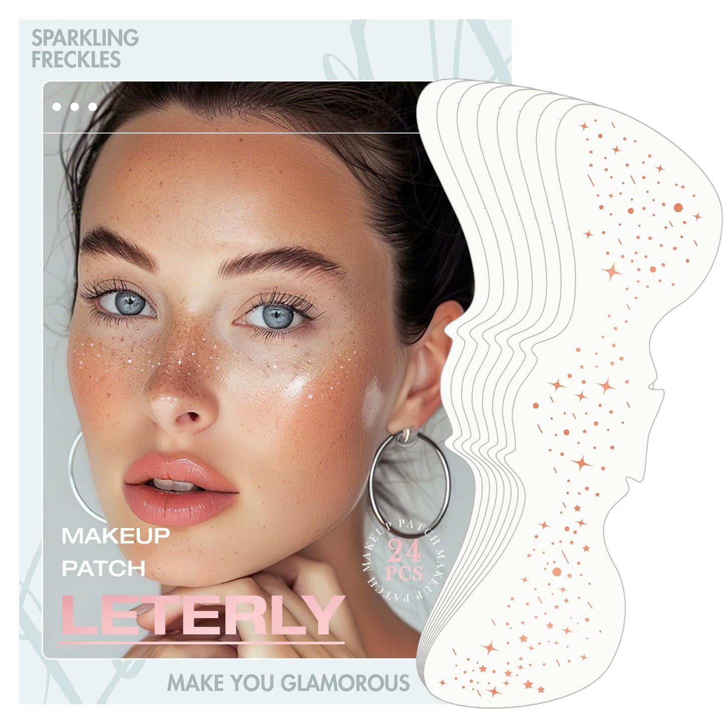 Leterly 24 Pcs Glitter Freckles Face Tattoo,Rose Gold Face Glitter Makeup Patches Cute Sparkle Freckles Patches Waterproof Makeup Speckles for Face Beauty & Personal Care Leterly