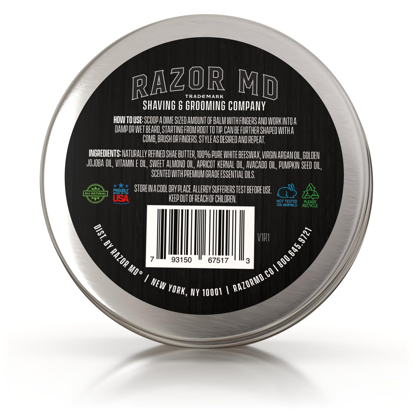 Razor MD Natural Beard Balm for Men, Non-Greasy Styling Balm to Shape, Tame, Soften Skin, Citrus & Cedar, 2 oz Beauty and Personal Care Razor MD