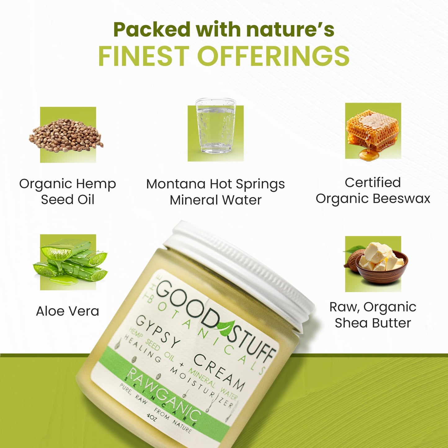 The Good Stuff Botanicals Gypsy Cream | Body and Face Moisturizer for Dry Skin | Daily Moisturizer | Fragrance Free | Organic Hemp oil and Hot Spring Beauty & Personal Care The Good Stuff Botanicals