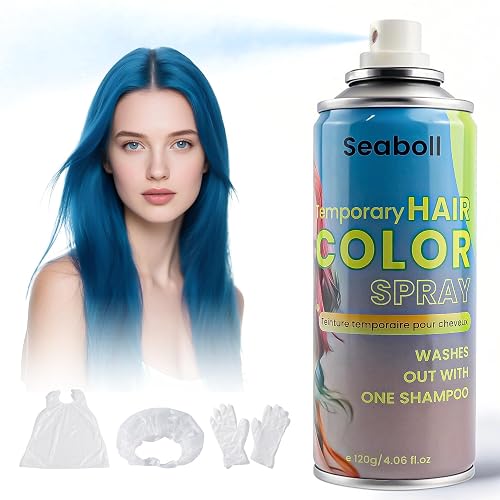 Blue Hair Spray, Seaboll Temporary Hair Color Spray for Kids Women Men-4.06 oz- Safe Non Sticky Washable One Day Hair Dye Spray,Disposable Accessories Beauty & Personal Care Seaboll