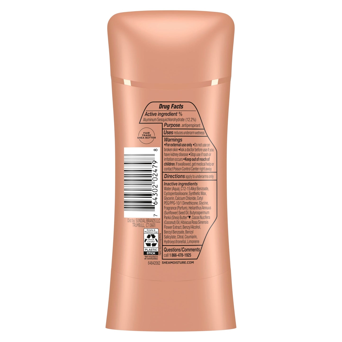 SheaMoisture Antiperspirant Deodorant Stick Fresh Coconut & Hibiscus 2 Count for 48HR Sweat & Odor Protection with No Parabens & No Mineral Oil 2.6 oz Beauty and Personal Care Shea Moisture