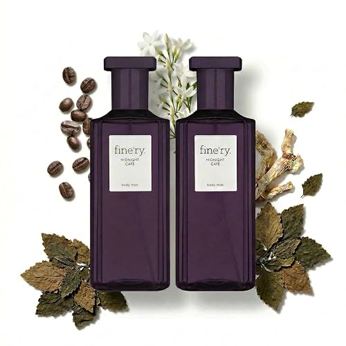 Fine'ry Midnight Café Hair + Body Fragrance Fine Mist Spray | Warm Smoky, Vanilla Scent with Crème De Café, Jasmine & Patchouli, Vegan & Cruelty-Free Beauty & Personal Care Fine'ry