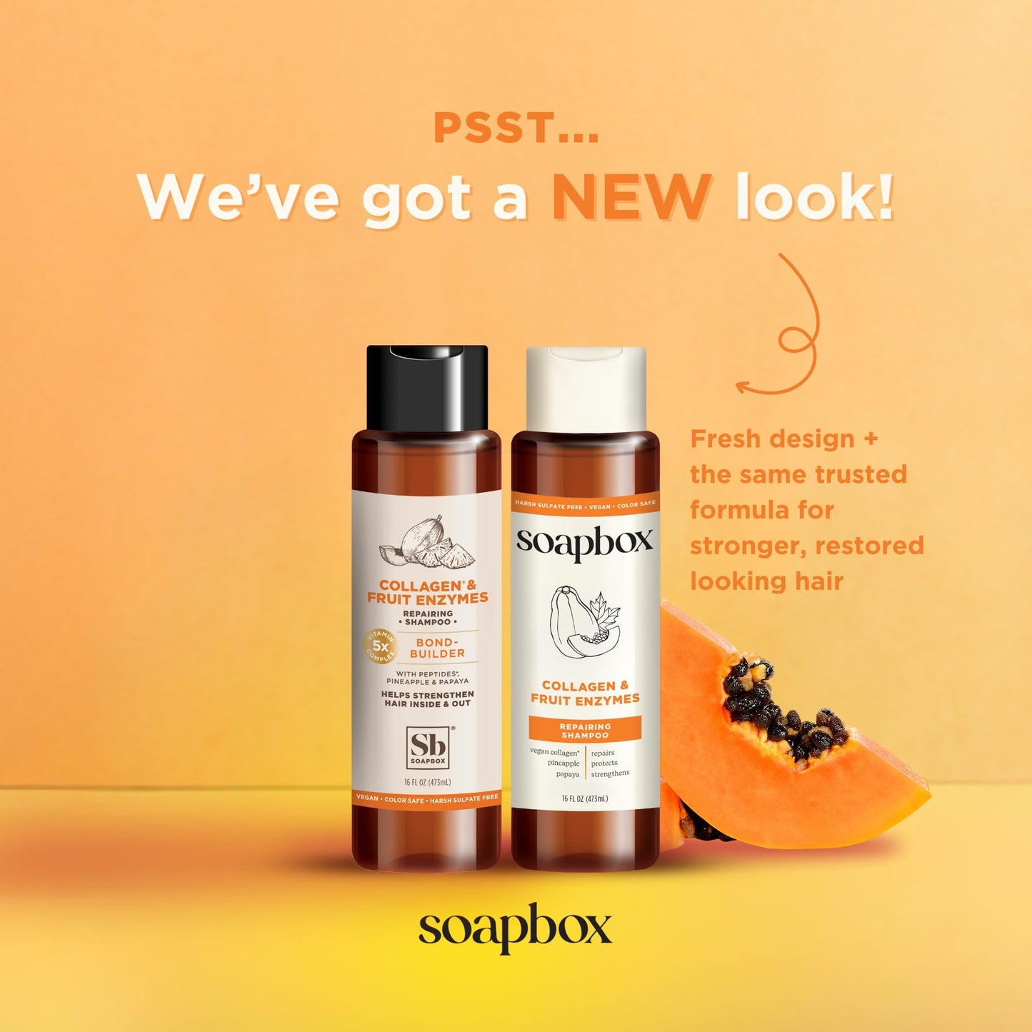 Soapbox Collagen & Fruit Enzymes Shampoo & Conditioner Set, Protects, Repairs & Strengthens Hair - Clean Ingredients Free of Harsh Chemicals Beauty & Personal Care Soapbox