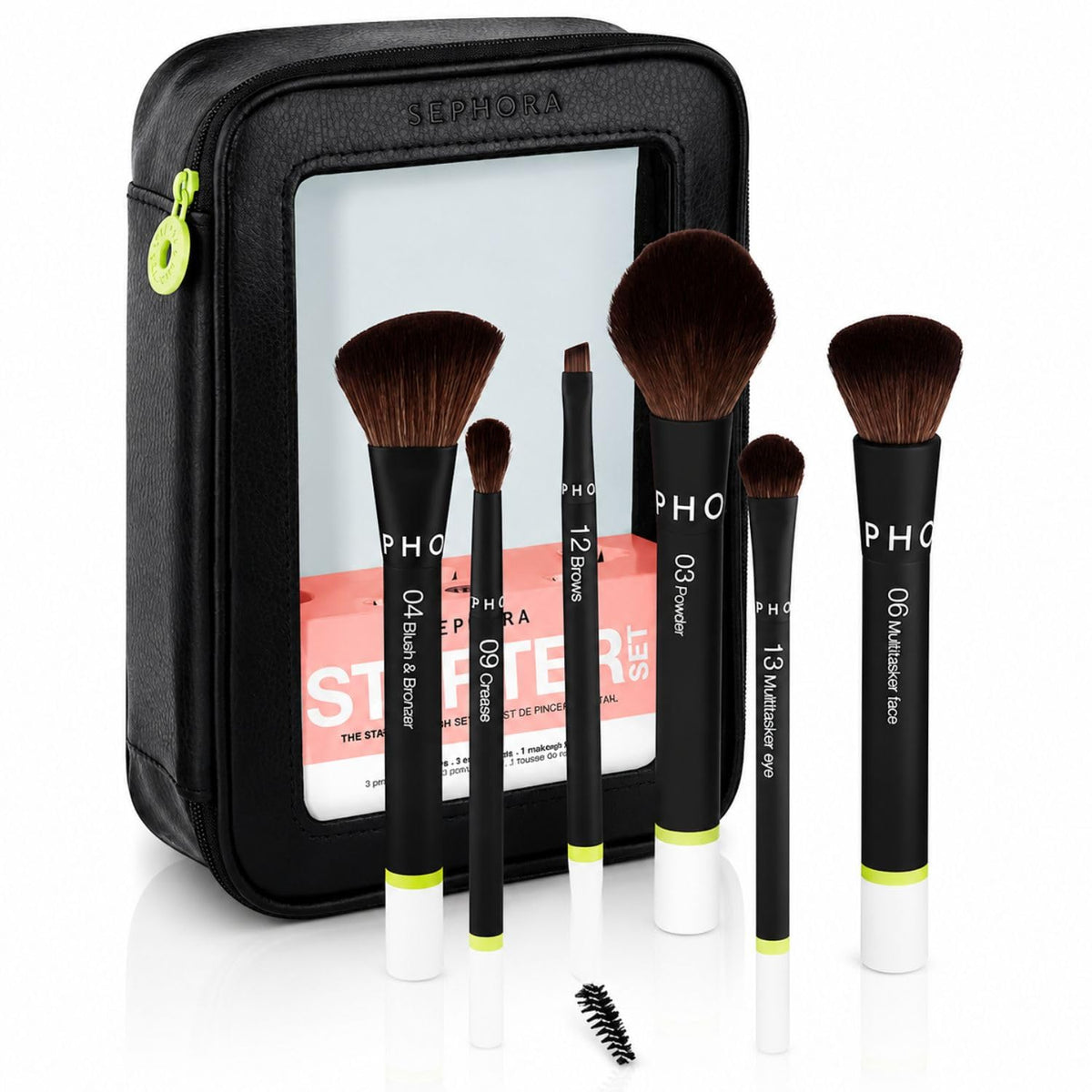 Sephora Favorites The Starter Brush Set - 3 Face Brushes - 3 Eye Brushes and 1 Makeup Bag