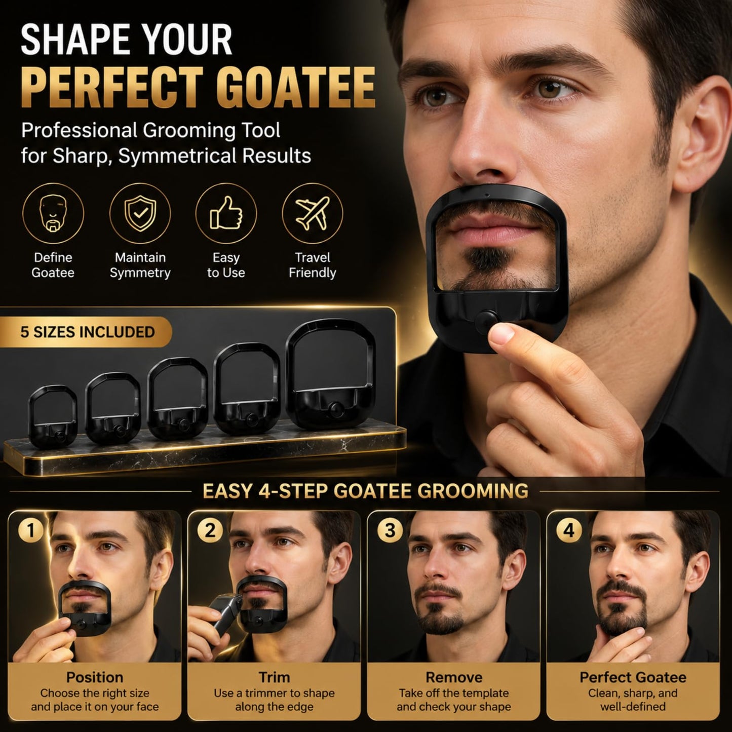 HORWIA 5Pcs Beard Shaper,Goatee Beard Styling Stencils Different Size,Beard Lineup Tool,Precision Goatee Template for Clean Sleek Stylish BeardLines Beauty and Personal Care horwia