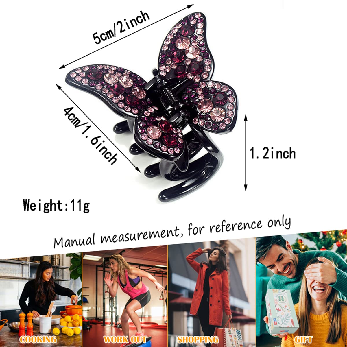 Yusier 4PCS Butterfly Rhinestone Claw Clips Elegant Rhinestone Hair Accessories for Women Black Butterfly Hair Clip Crystal Rhinestone Decorative Hair Beauty & Personal Care Yusier