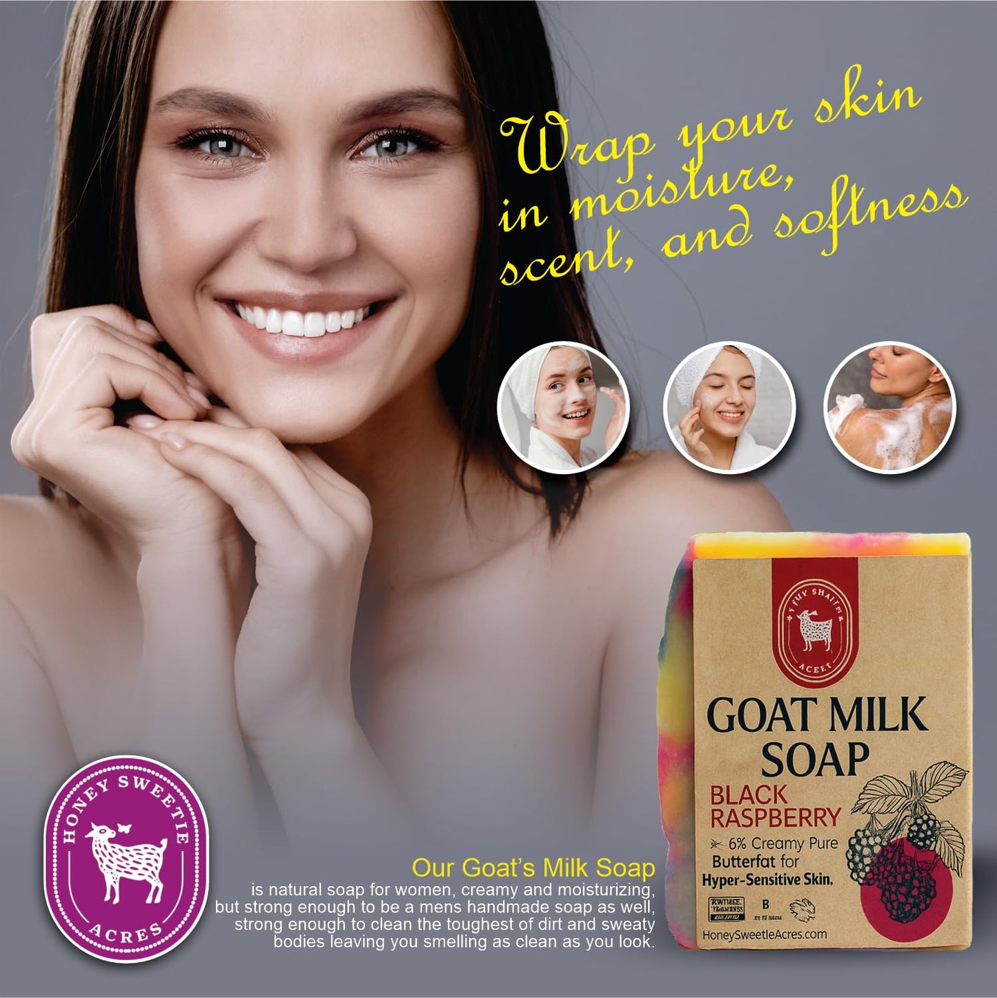 Honey Sweetie Acres Black Raspberry Goat Milk Soap - Handmade 5 oz Bar, Made with Natural Ingredients, Moisturizing & Gentle, Made in the USA (Black Beauty & Personal Care Honey Sweetie Acres