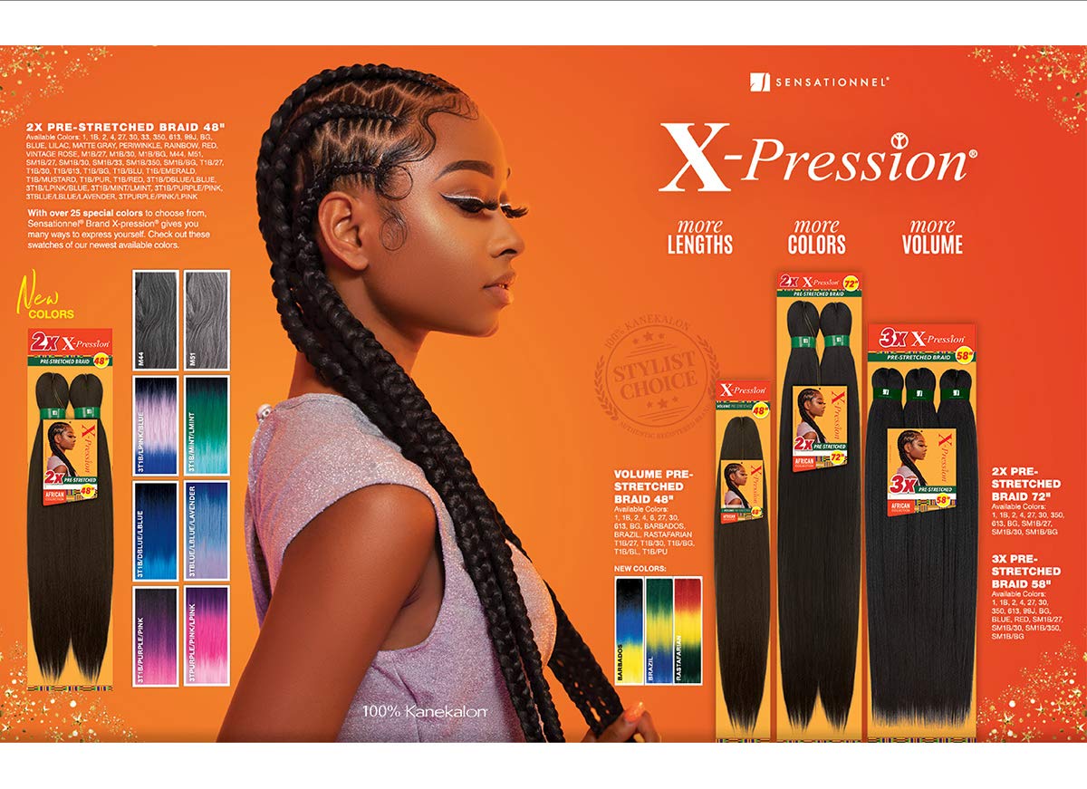 Sensationnal Sensationnel Crochet Braids African Collection 2X X-Pression Pre-Stretched Braid 72 inches (3-pack, 1)