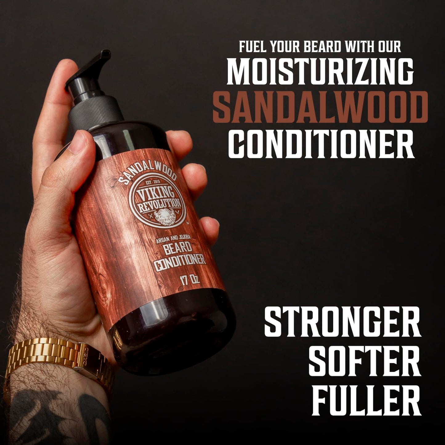 Viking Revolution Beard Wash & Beard Conditioner Set with Argan & Jojoba Oils - Softens and Strengthens - Natural Sandalwood Scent - Beard Shampoo Beauty & Personal Care Viking Revolution