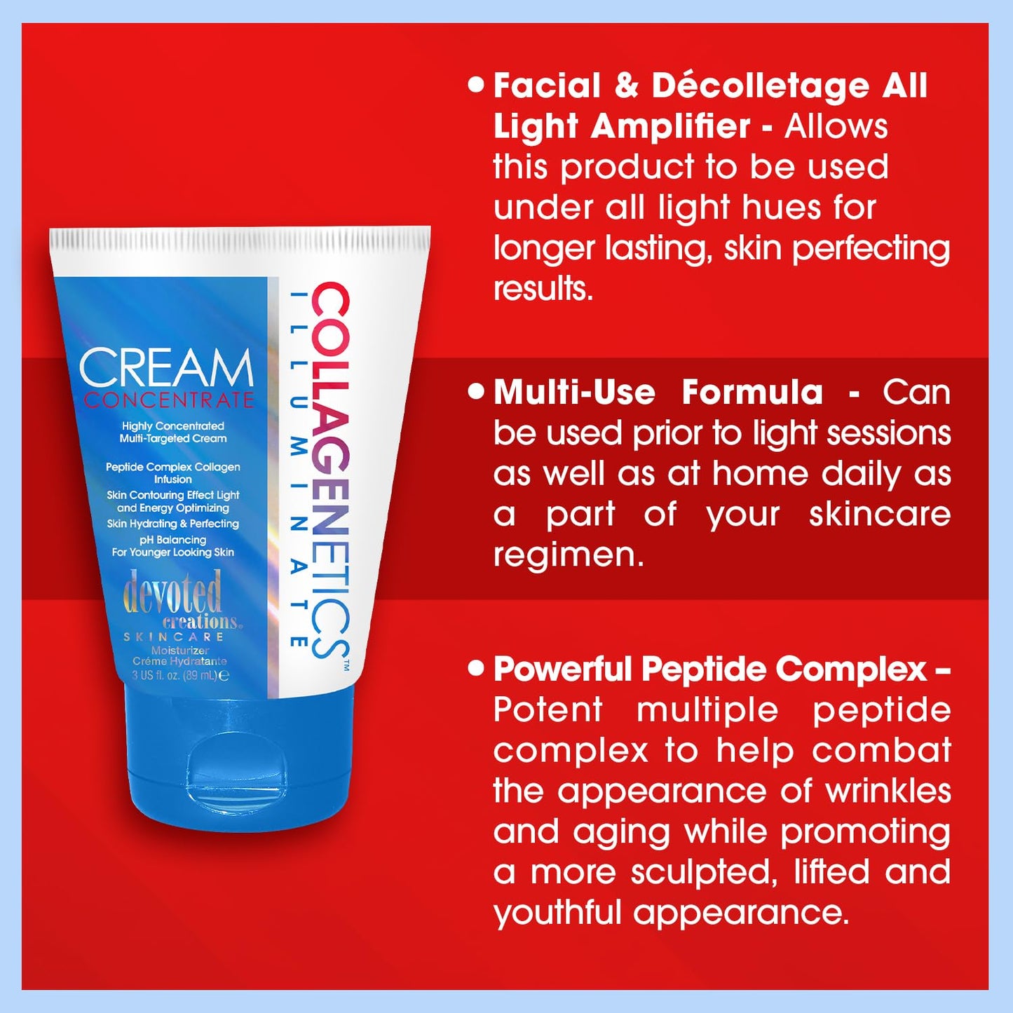 Devoted Creations Collagenetics Illuminate Cream Concentrate 3oz - Highly Concentrated Multi-Targeted Cream Skin Hydrating & Perfecting - pH Balancing Beauty & Personal Care Devoted Creations