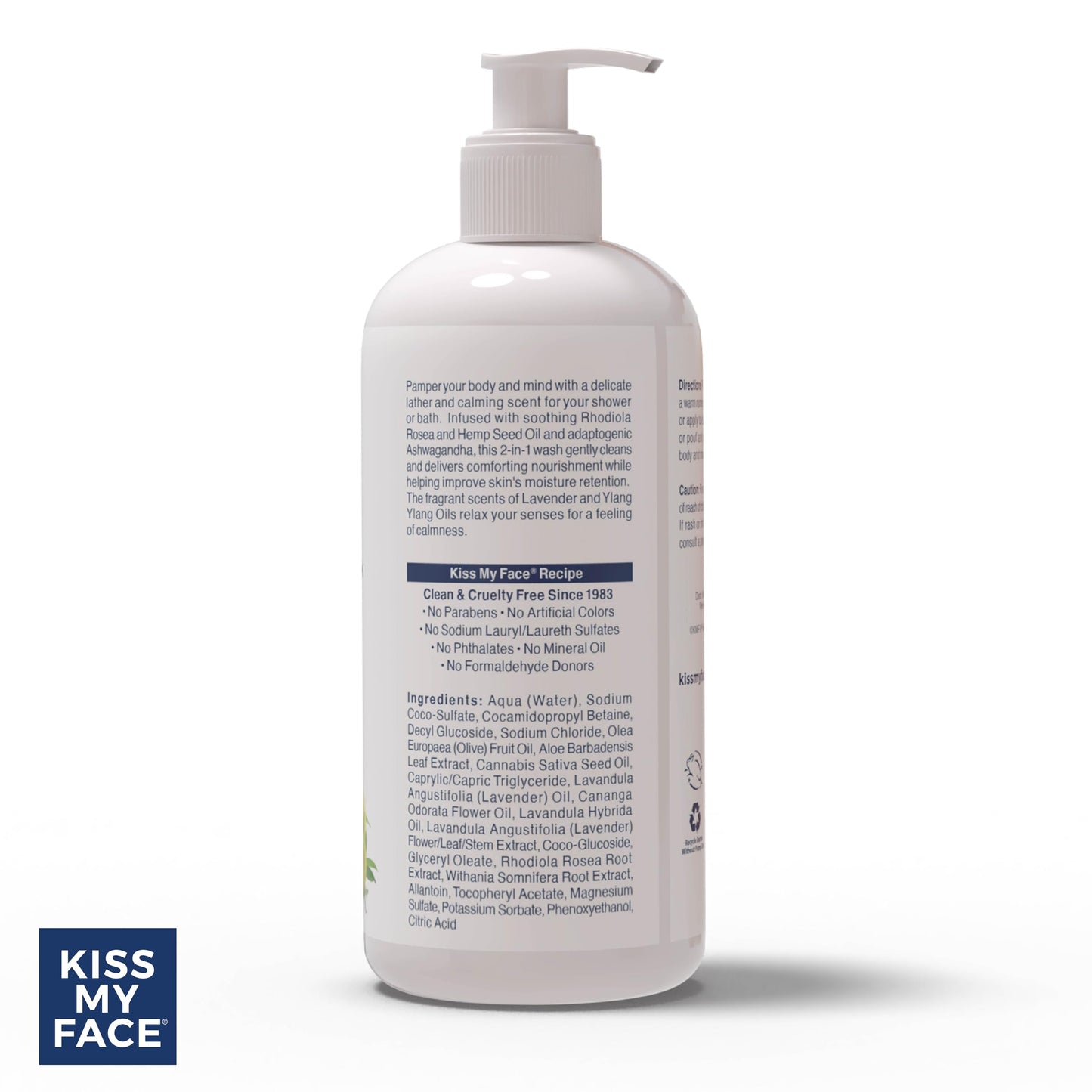 Kiss My Face De-Stress 2-in-1 Body Wash & Bath Soak Lavender + Ylang Ylang - Vegan Body Wash - 16 oz Bottle with Pump (Lavender & Ylang Ylang, Pack Beauty & Personal Care Kiss My Face