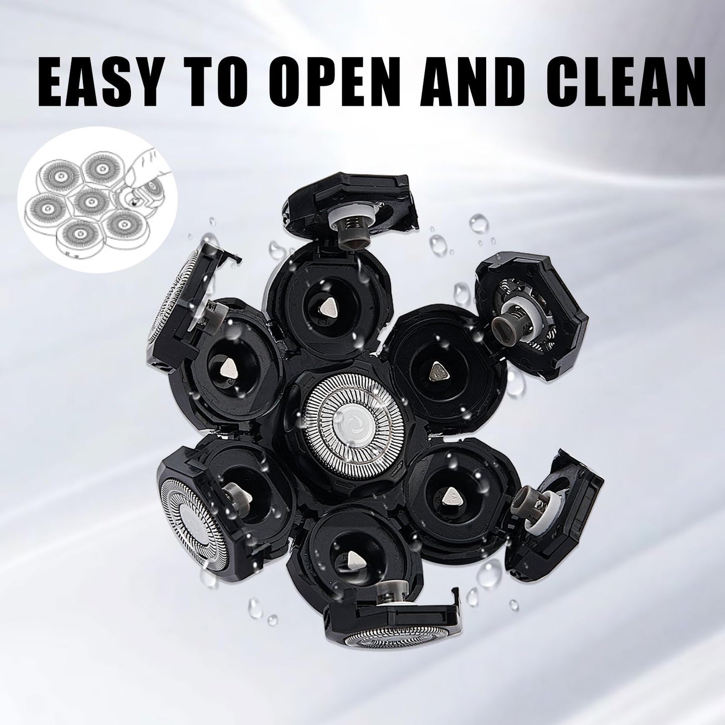 7 Blades Head Shaver Replacement Heads, 1 Count Beauty and Personal Care Filymosie