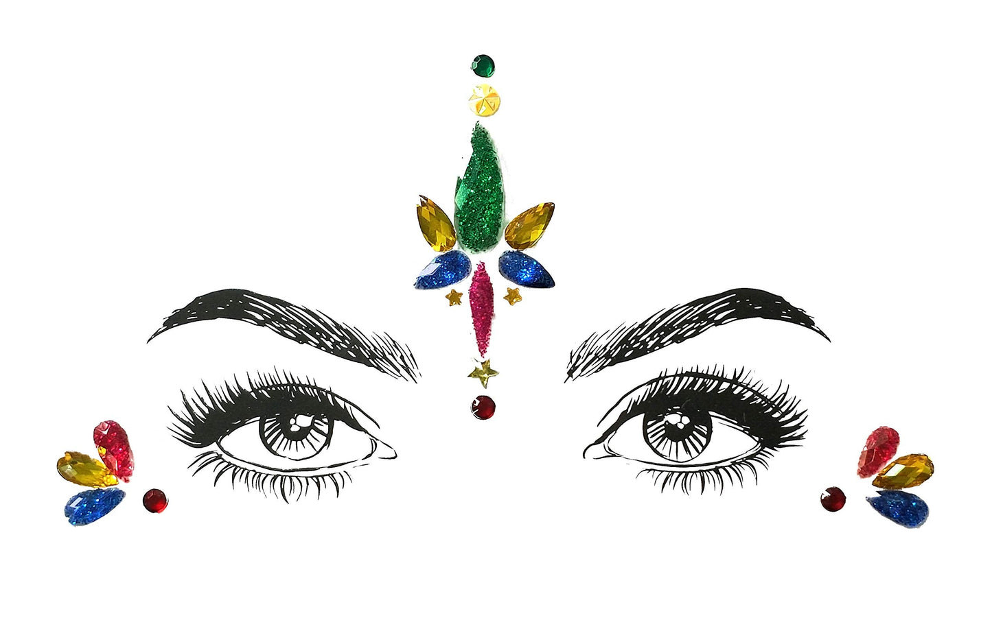 Christmas Face Gems,3PCS Crystal Body Glitter Face Stickers Festival Makeup Jewels Temporary Tattoo Glitter Rhinestone Adhesive for Face Eyes Body Beauty & Personal Care Cheeroyal
