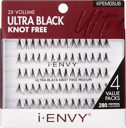 i-ENVY By KISS Ultra Black Knot Free Lashes, Natural & Bold Look, 280 Individual Remy Hair Lashes, Lightweight, Easy-to-Use, Perfect for Subtle Beauty & Personal Care i•ENVY