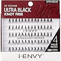 i-ENVY By KISS Ultra Black Knot Free Lashes, Natural & Bold Look, 280 Individual Remy Hair Lashes, Lightweight, Easy-to-Use, Perfect for Subtle Beauty & Personal Care i•ENVY