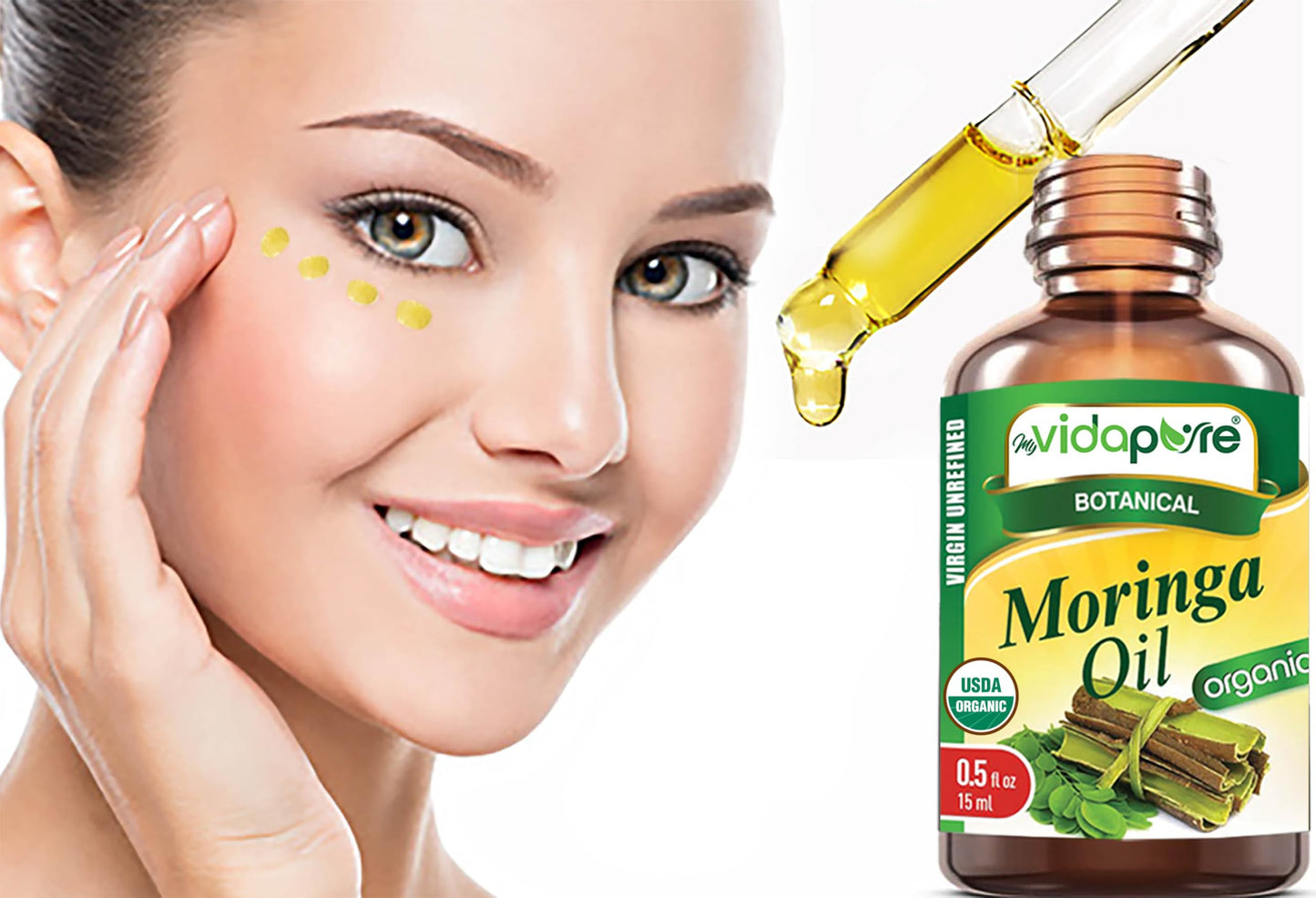 MYVIDAPURE Organic MORINGA OIL Moringa Oleifera Certified Organic 100% Natural Pure Virgin Unrefined for Face, Skin, Body, Hair, Lip, Nails Beauty & Personal Care MYVIDAPURE