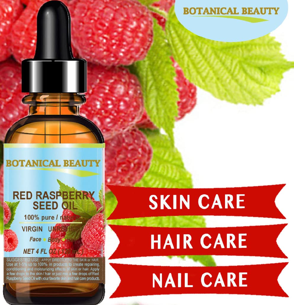 Botanical Beauty RED RASPBERRY SEED OIL 100% Pure Natural Virgin Unrefined Undiluted Cold Pressed Carrier Oil for Face, Skin, Hair, Body, Nails. Rich Beauty & Personal Care Botanical Beauty