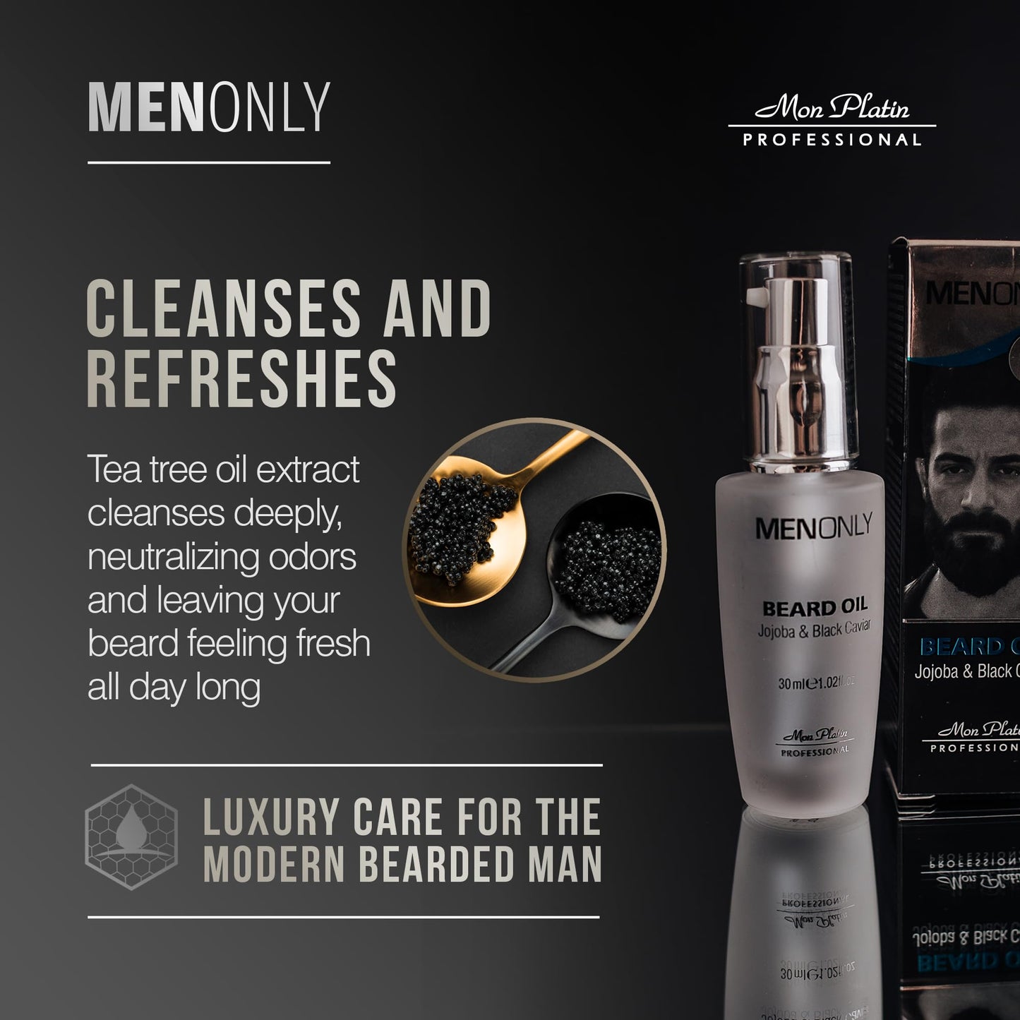 Mon Platin Professional Beard Oil Jojoba and Black Caviar Men Only 30ml Beauty and Personal Care Mon Platin Professional