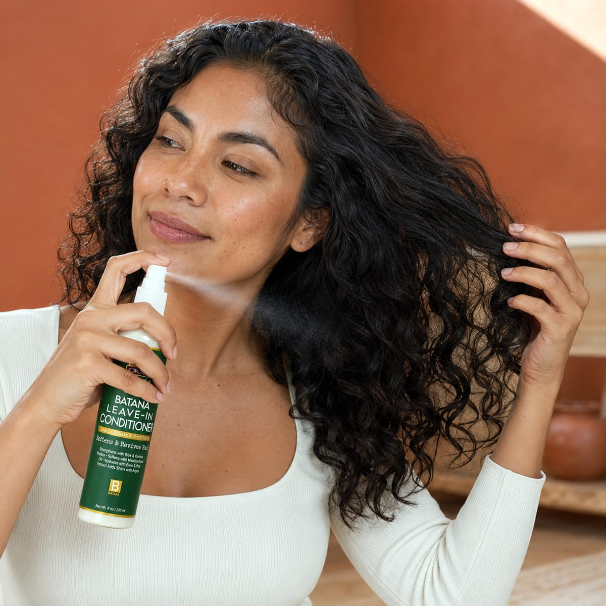 OKAY Batana Leave-In Detangler Conditioning Spray 8 oz - Hydrating Hair Detangler with Batana Oil, Quinoa & Meadowfoam - Lightweight Leave-In