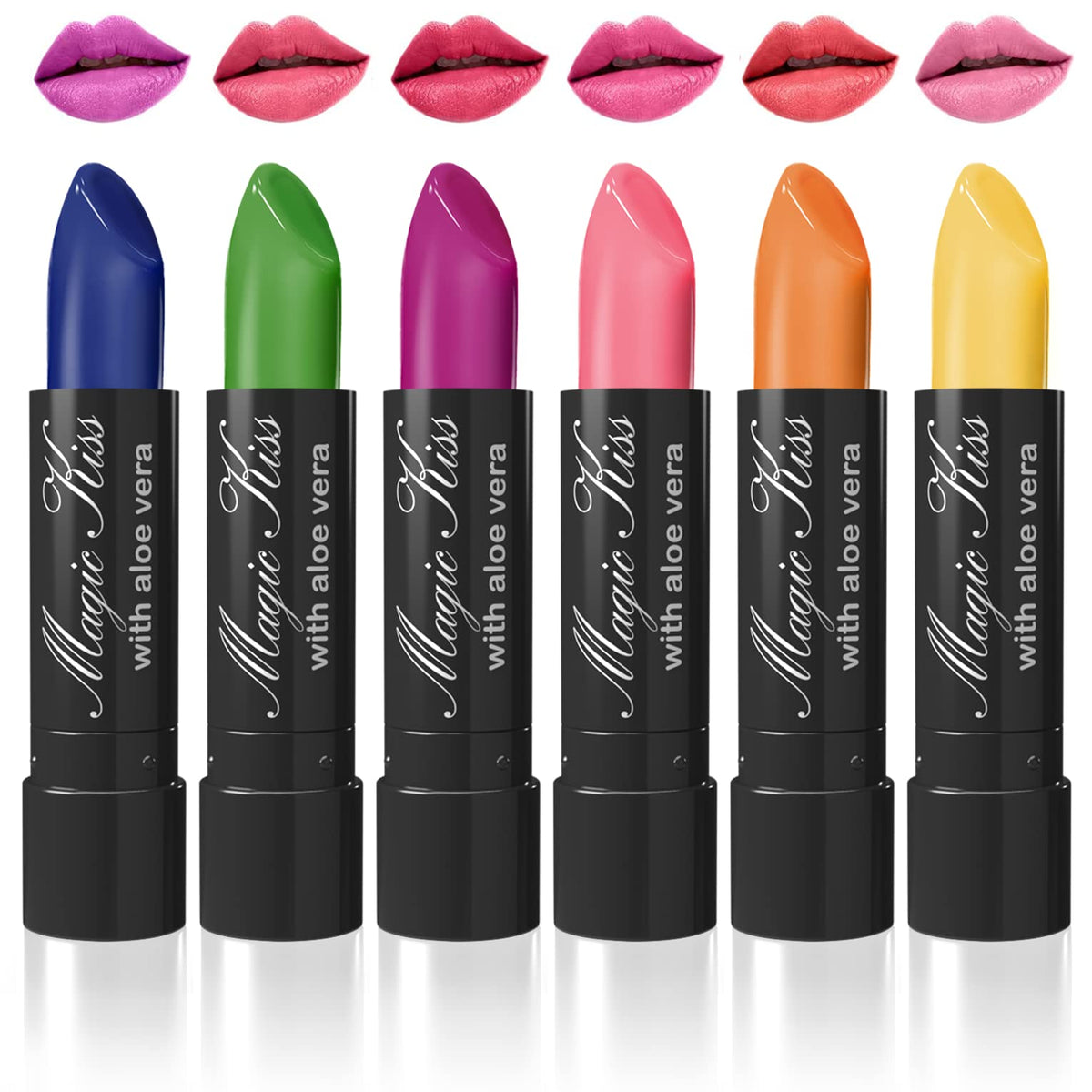 Magic Kiss Color Changing Matte 6 Piece Lipstick Set infused with Aloe Vera Made in USA (Colors of Aloha 1) Beauty & Personal Care Magic Kiss