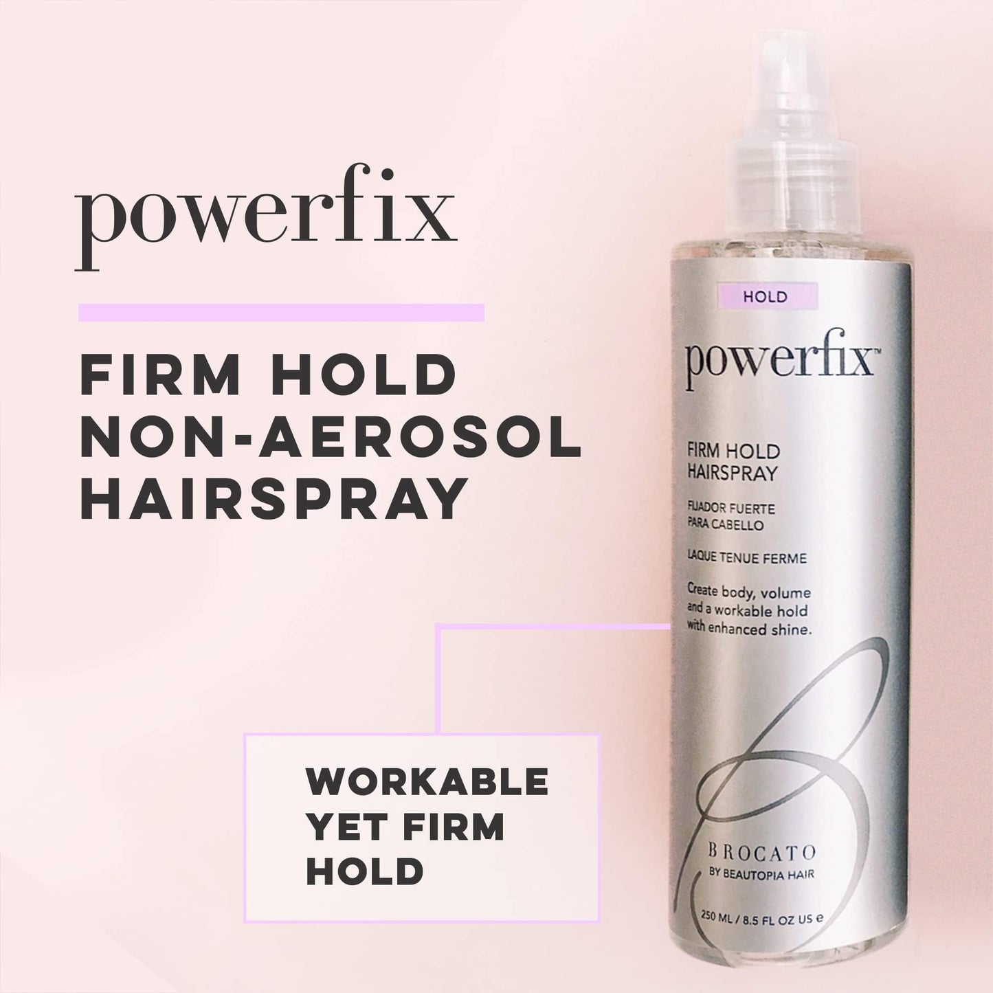 Brocato Powerfix Firm Hold Hairspray, 8 Oz, Volumizing Hairspray Adds Texture & Locks in Curls without Flaking or Buildup, Texturizing Hair Spray Beauty & Personal Care Brocato