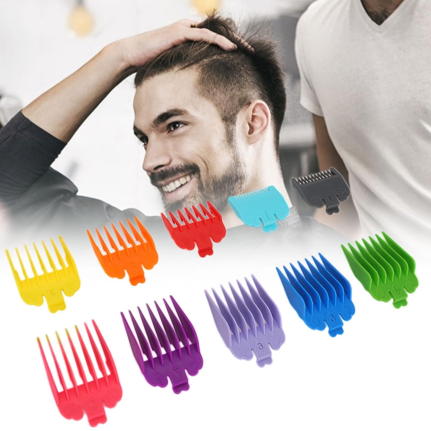 OVAQUIXI 10PCS Guide Comb Set for Hair Clippers, ABS Plastic 1.5mm to 25mm, Rounded Teeth for Safe Cutting, Compatible Beauty and Personal Care OVAQUIXI