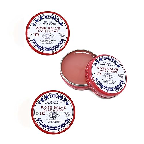 C.O. Bigelow Rose Salve Tins, Pack of 3 Lip Balm Tins, All Purpose Salve for Lips, Cuticles, Hands & Dry Skin, Lip Balm Set, 0.8 oz Beauty & Personal Care C. O. Bigelow