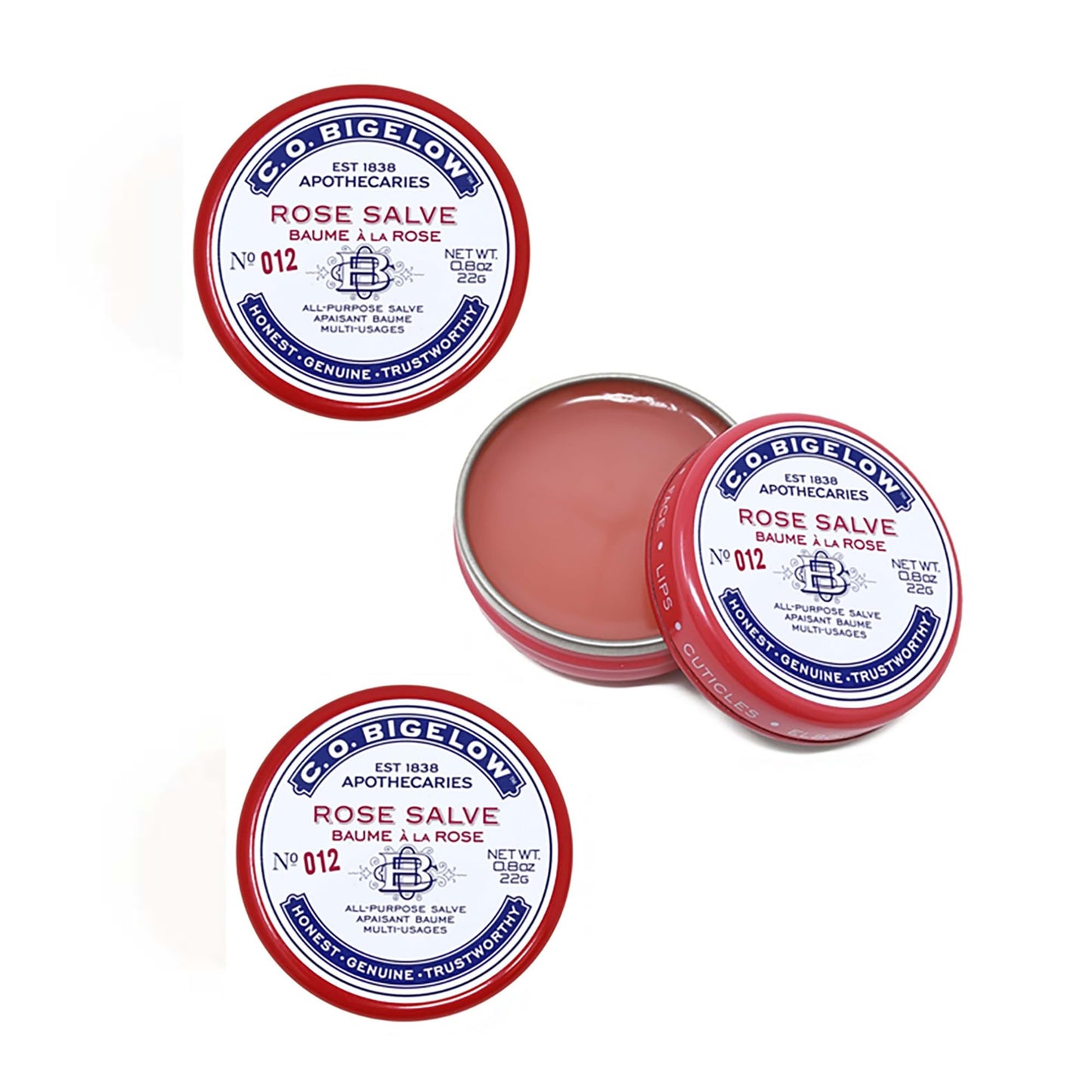 C.O. Bigelow Rose Salve Tins, Pack of 3 Lip Balm Tins, All Purpose Salve for Lips, Cuticles, Hands & Dry Skin, Lip Balm Set, 0.8 oz Beauty & Personal Care C. O. Bigelow