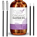 Eva Naturals 100% Pure Castor Oil - Cold Pressed for Eyelash, Eyebrow, Hair & Lash Growth, Thicker Brow & Face Serum Drops for Wrinkles, Hydrating Beauty & Personal Care Eva Naturals