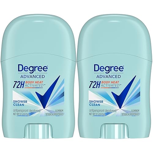 Degree Advanced Antiperspirant Deodorant, Shower Clean 2-Pack - Travel Deodorant for Women, 72H Protection, 0.5 Oz Ea Beauty & Personal Care Degree