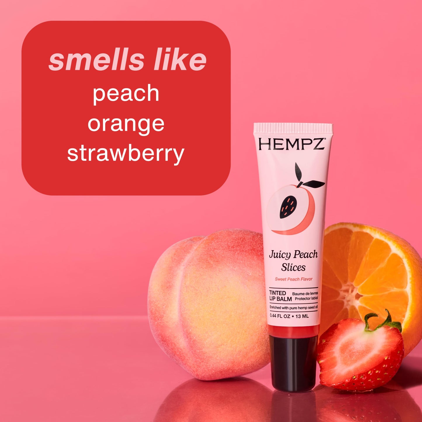 Hempz Peach Tinted Lip Balm, Hydrating Gloss for Dry Cracked Lips, Juicy Peach Slices, .44 fl.oz. Beauty & Personal Care Hempz